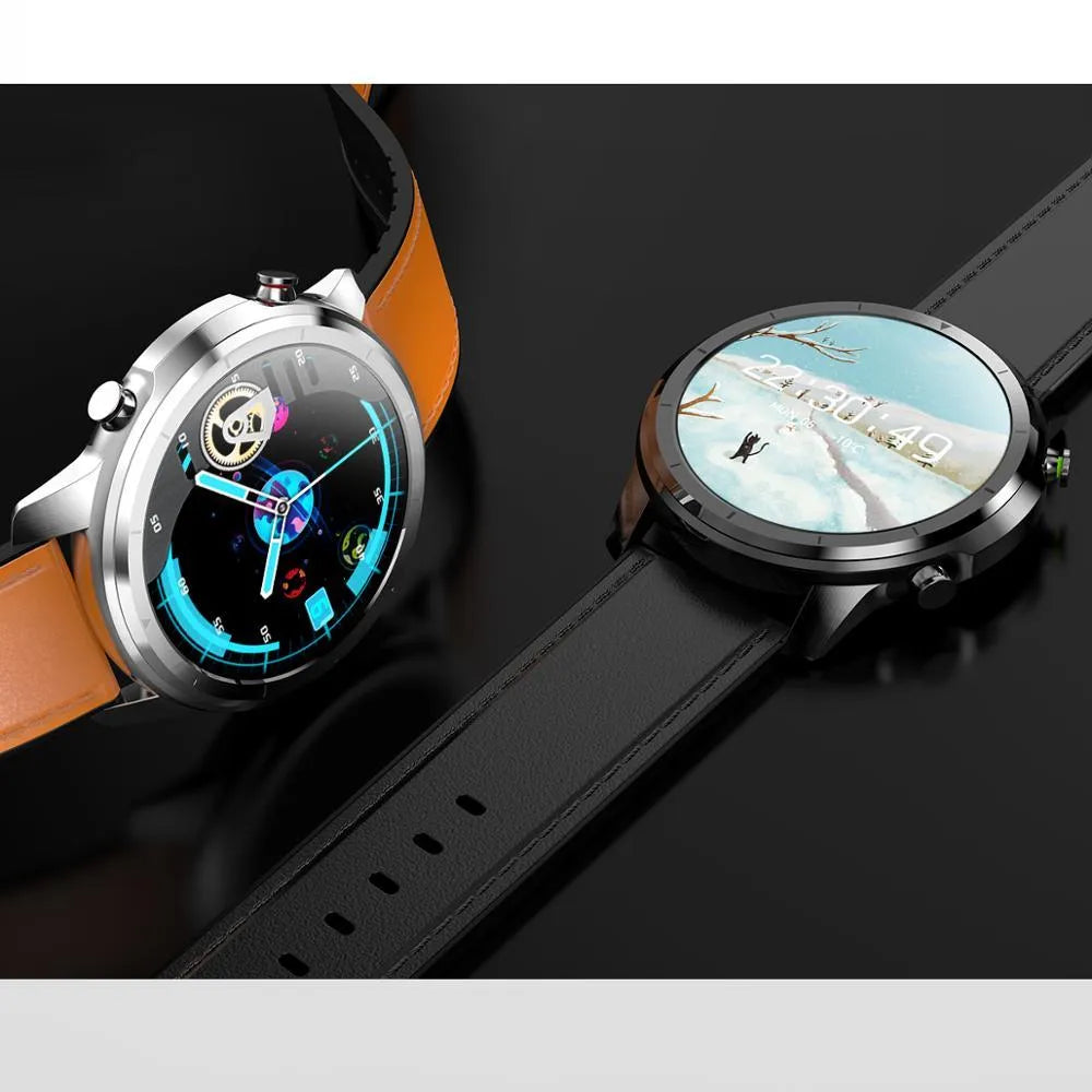 LEMFO LF26 smart bracelet showing its 1.3-inch screen, worn on a wrist, available in black, brown silver, and silver colours.