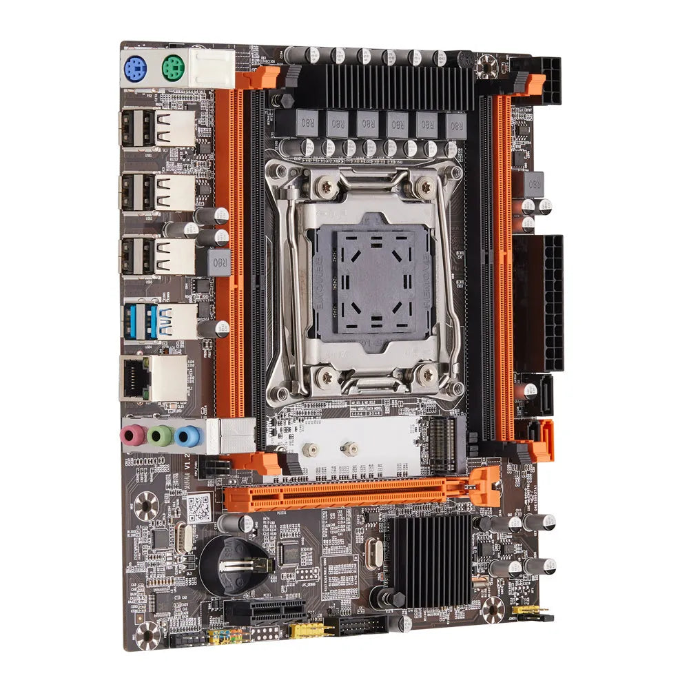 X99 M-ATX computer motherboard with DDR4 slots, LGA2011-3 socket, B85 chipset, 214x186mm, various ports and slots