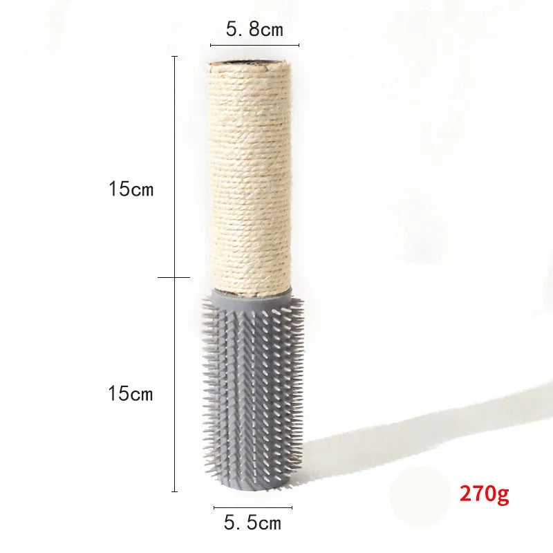 Sisal scratching post for cats measuring 30cm tall with natural fibre texture in brown or grey colour