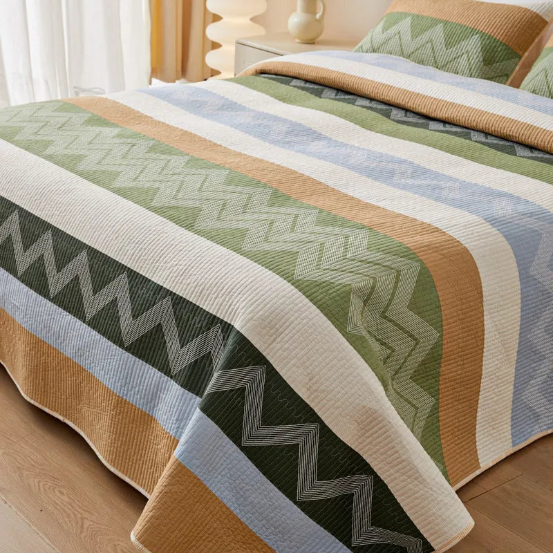 Pure cotton printed bed sheet set in bedspread style for a 2.2 metre bed.