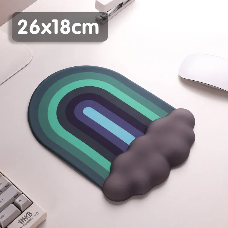 Silica gel wrister mouse pad with matching keyboard support featuring cloud pattern designs