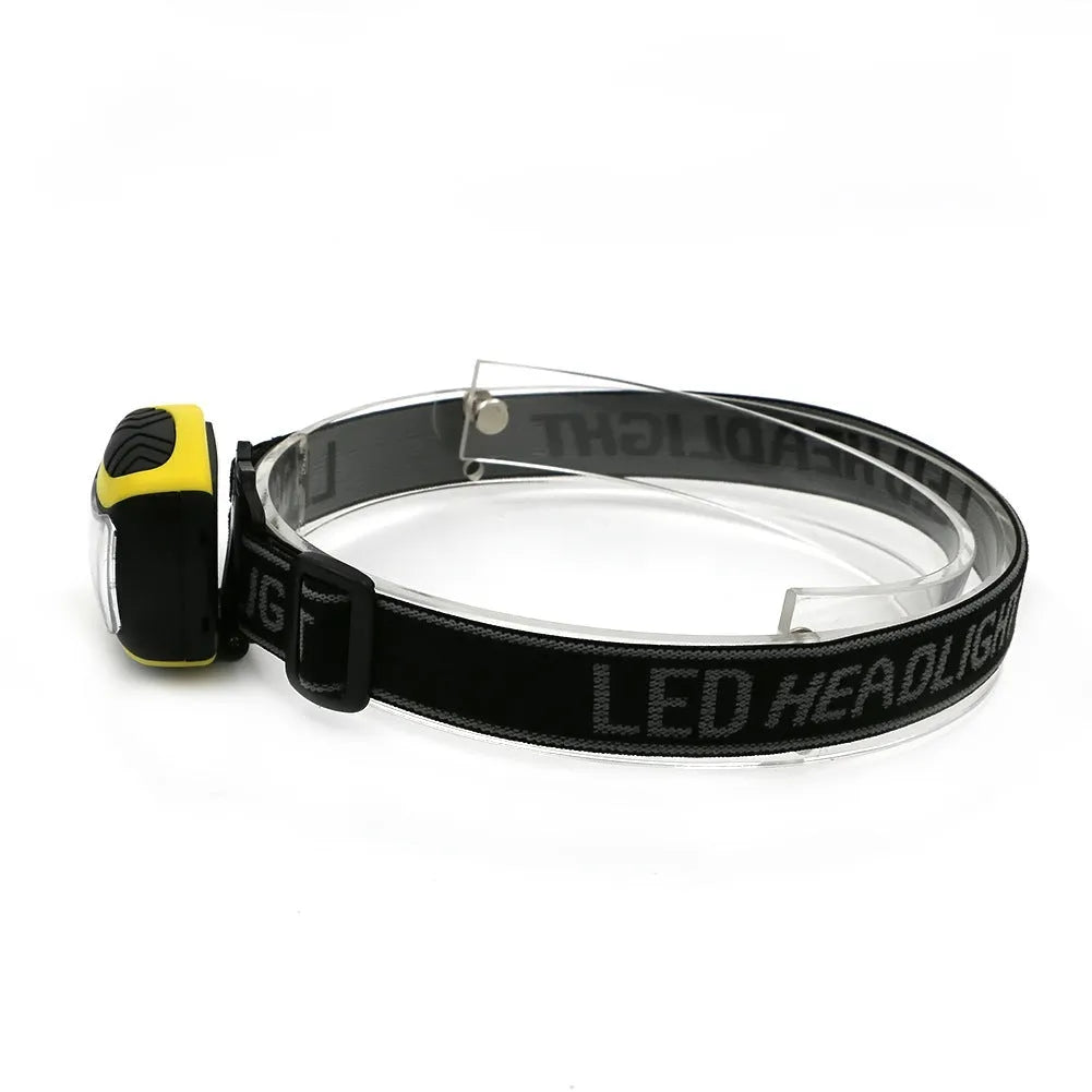 Yellow plastic three-speed headlamp with COB LED for outdoor night activities