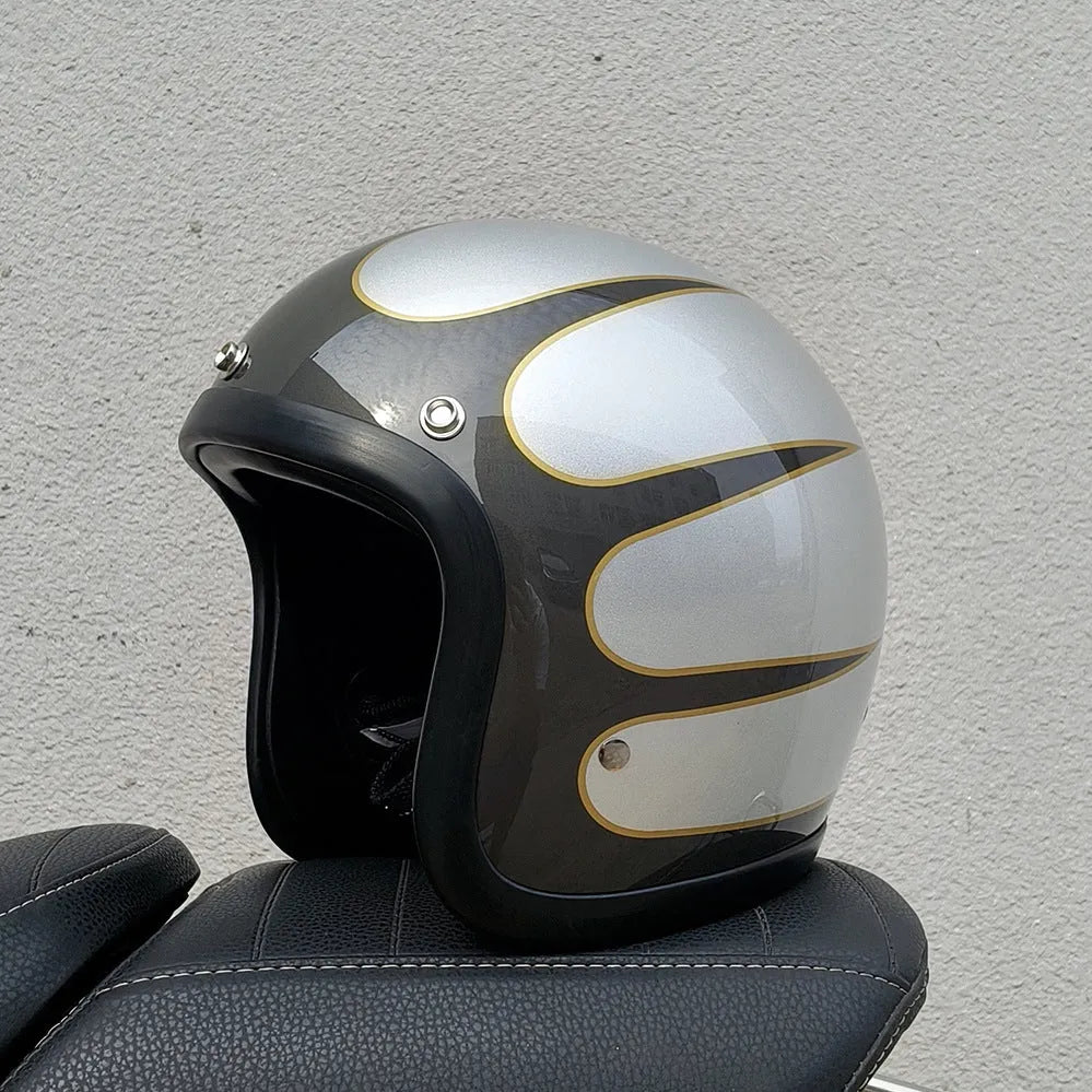 FRP retro half motorcycle helmet shown in cement grey colour for electric motorcycle commuting