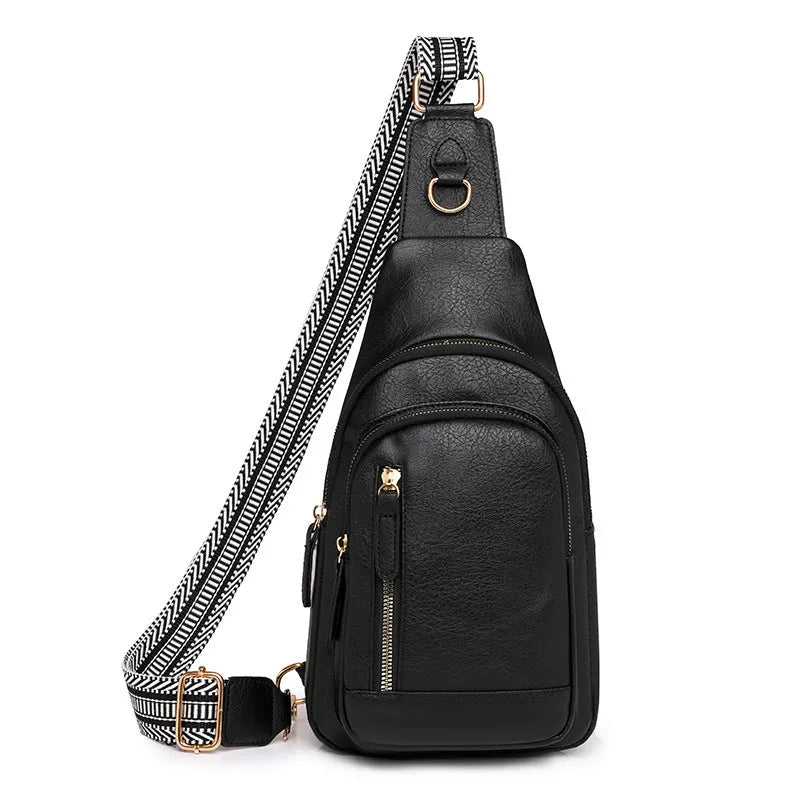Women's soft PU leather crossbody messenger bag in street style with open pocket