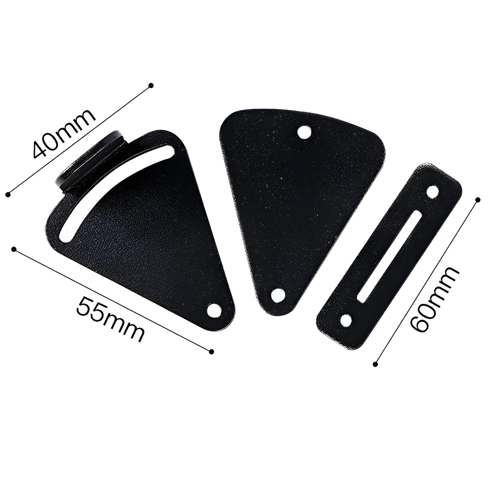 Black stainless steel sliding barn door lock shown in S and M sizes for different door gaps
