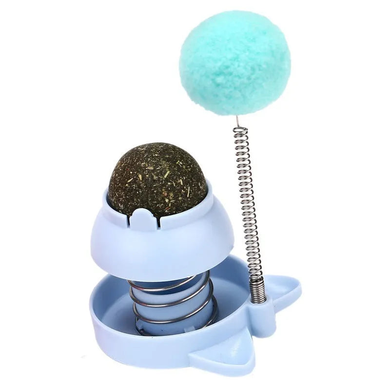 Lucky Cat mint ball grooming toy for cats in blue, orange or pink colours