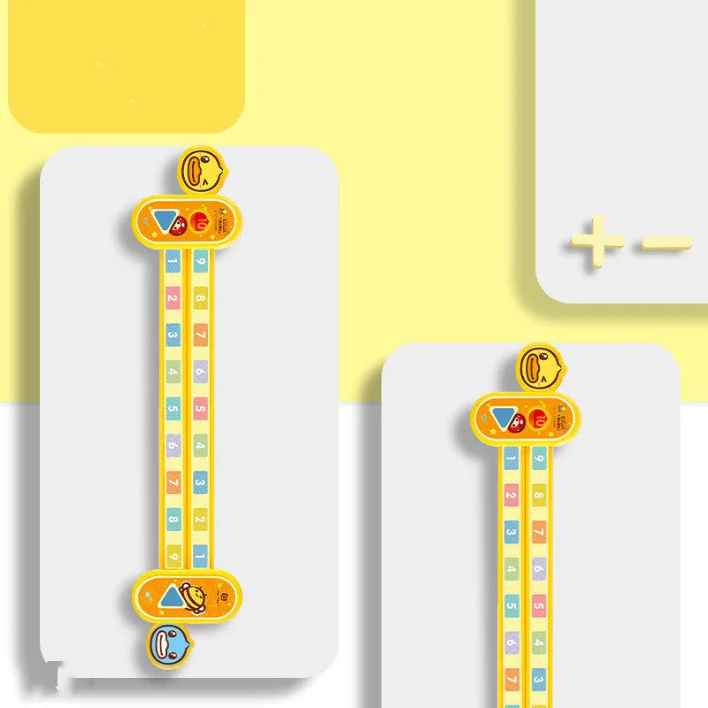 Yellow plastic children's digital decomposition ruler for maths learning, 24.5 cm long.