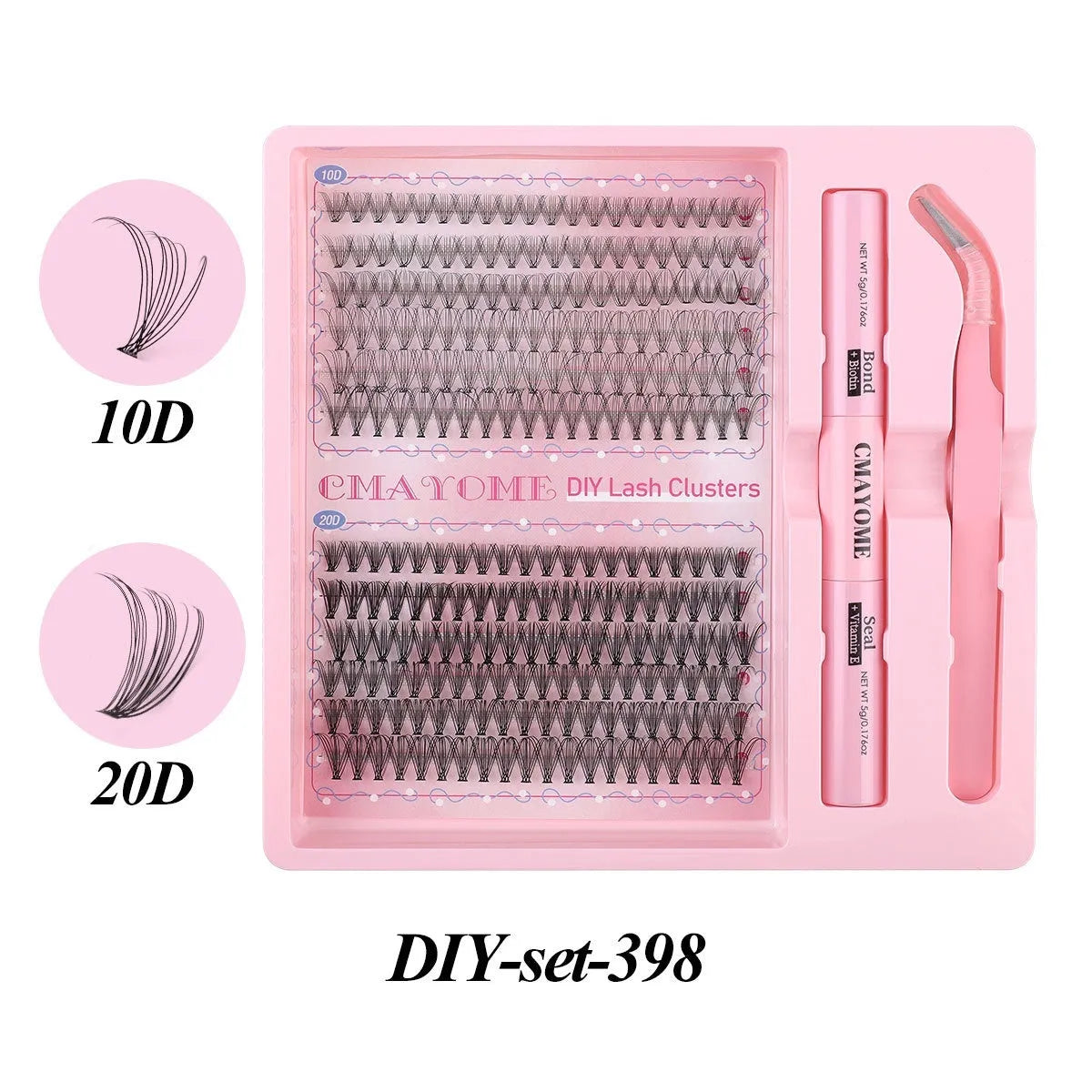 DIY individual false eyelash clusters in natural thick mixed split type on 15.5cm by 15cm card
