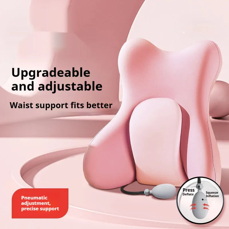 Ergonomic backrest waist pad with memory foam filler in brown colour with removable cover