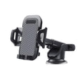 Black car phone holder with adjustable clamp for mobile devices between 4 and 7 inches
