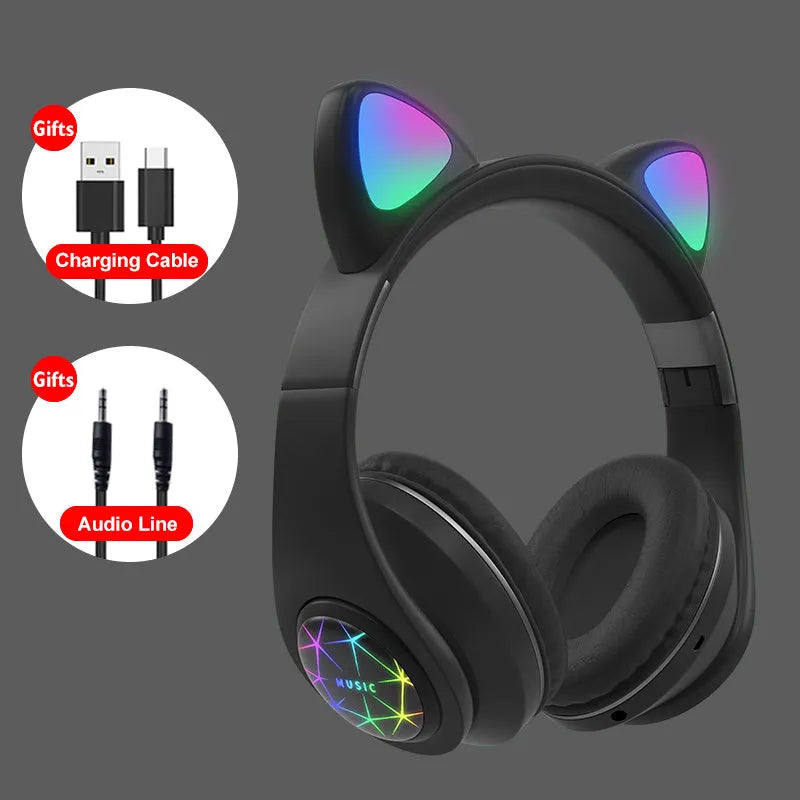 Cat ear wireless Bluetooth sports headset in various colours with head-mounted design