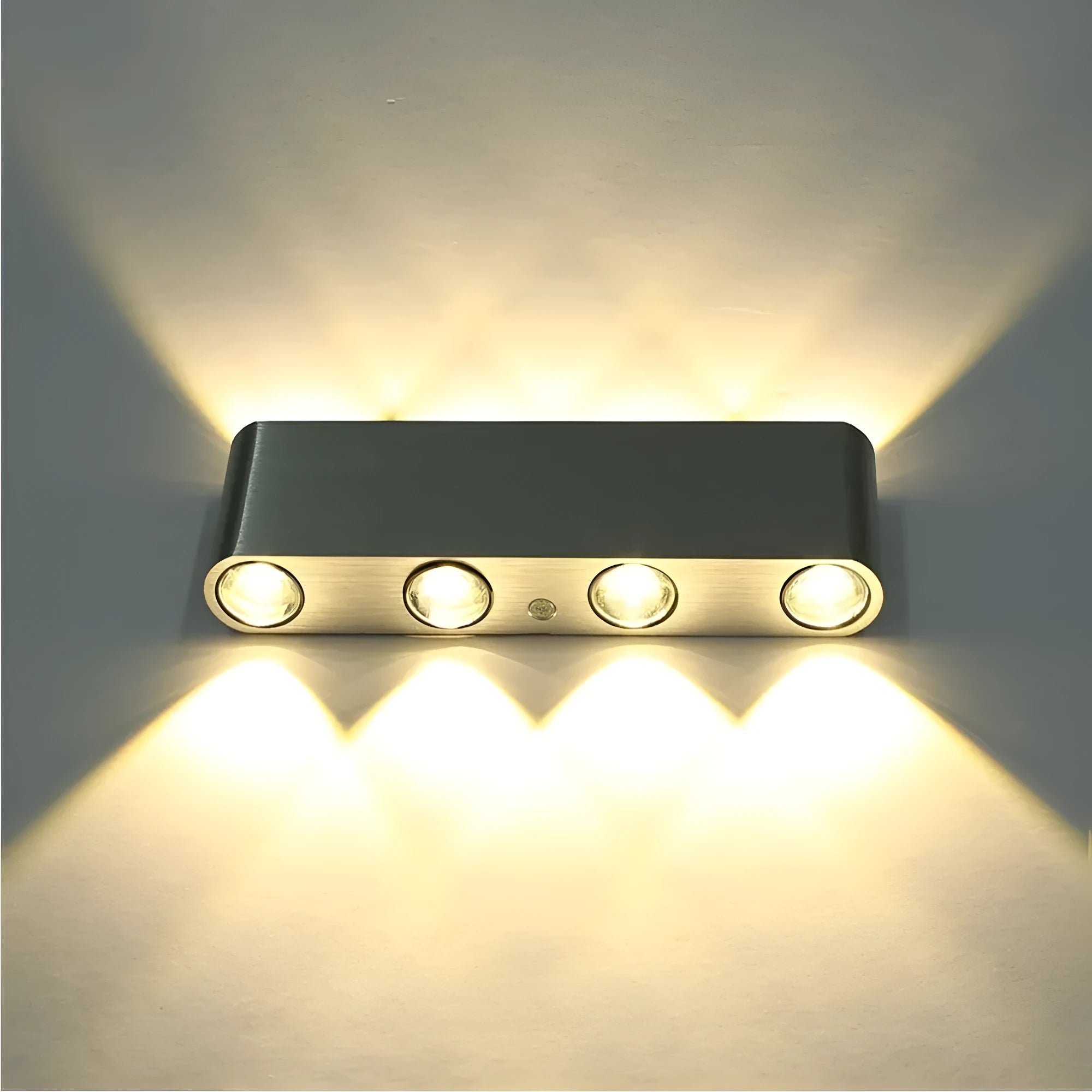 Modern aluminium LED strip lamp in silver or black finish for corridor and background lighting.