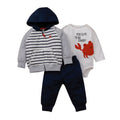 Baby letter print zipper three-piece suit in autumn colours, including coat and trousers, sizes 6M-24M