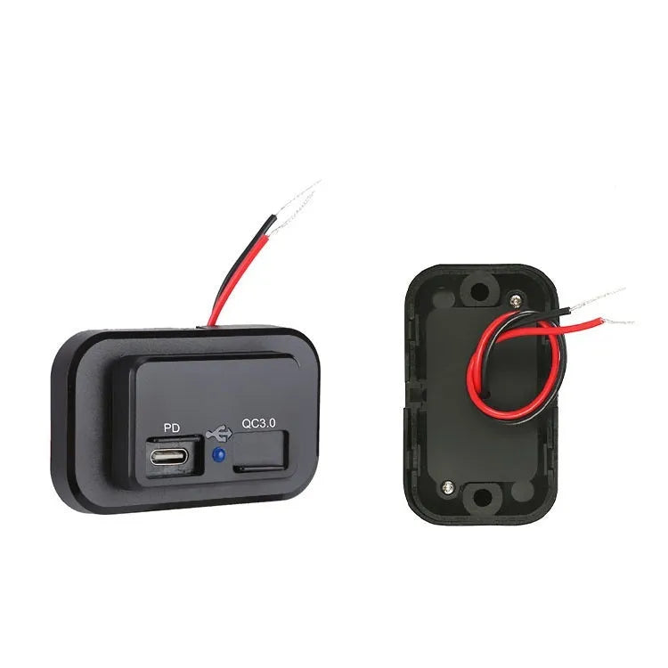 Black QC3.0 TYPE-C car charger with 36W fast charging for UCC-328QC+PD vehicles