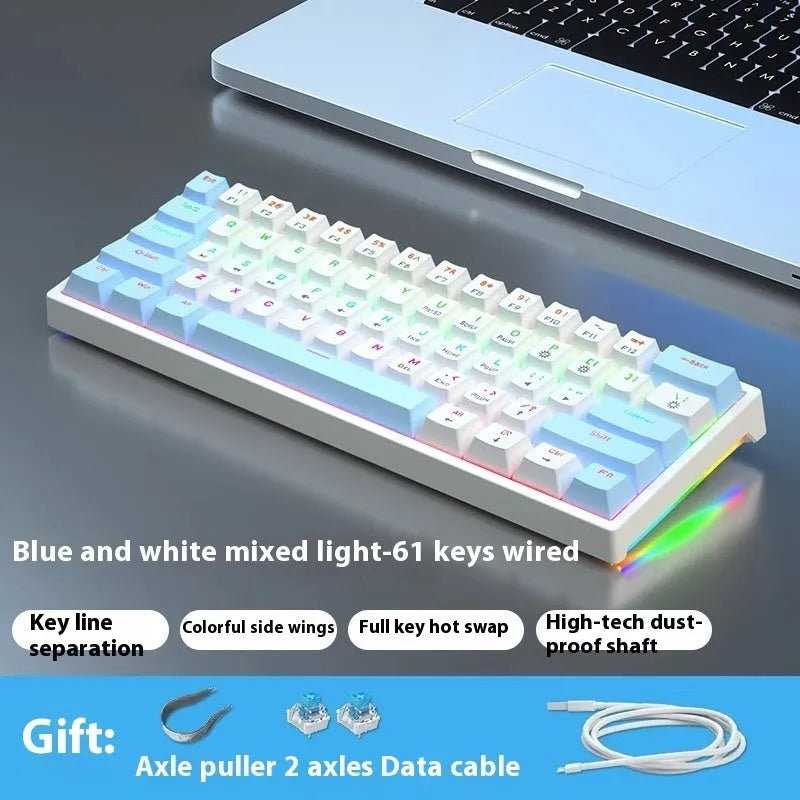 61-key compact mechanical keyboard with hot-swappable Gateron switches and wired USB connection