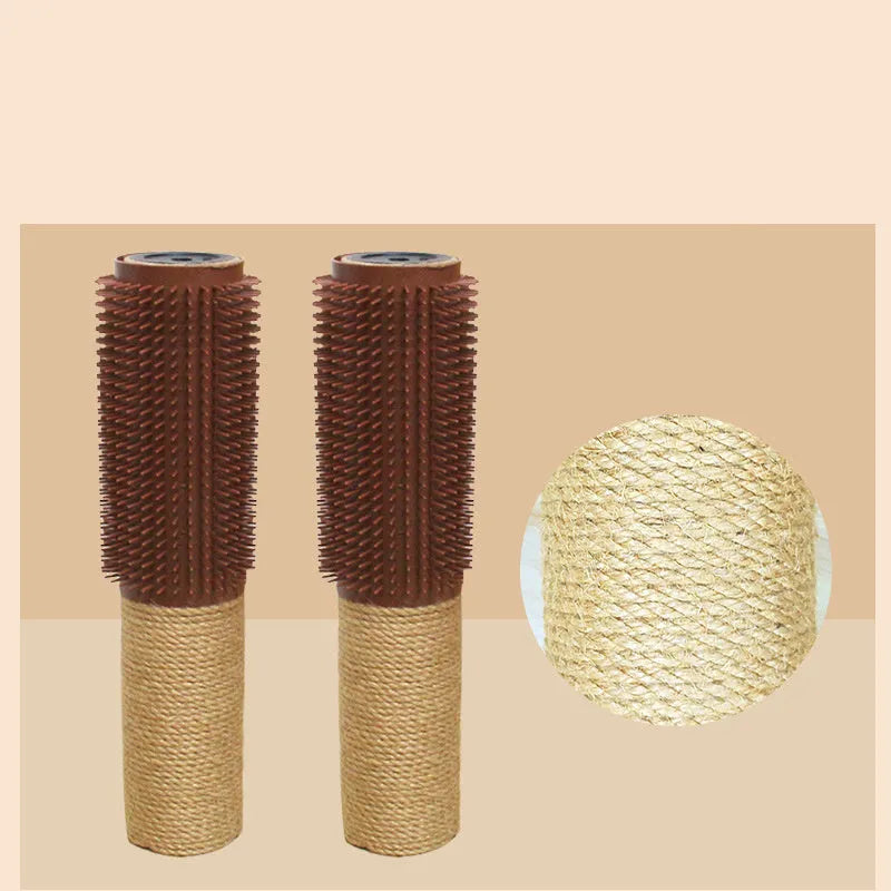 Sisal scratching post for cats measuring 30cm tall with natural fibre texture in brown or grey colour