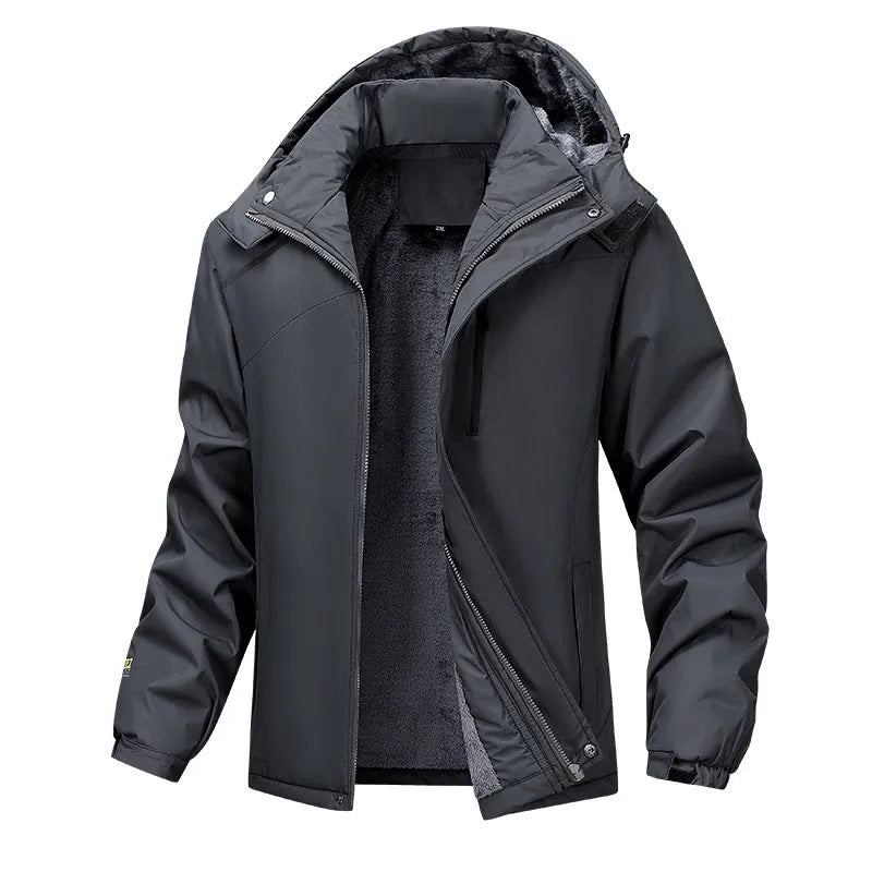 Men's plus size loose hooded coat in polyester, available in four colours and sizes L to 7XL