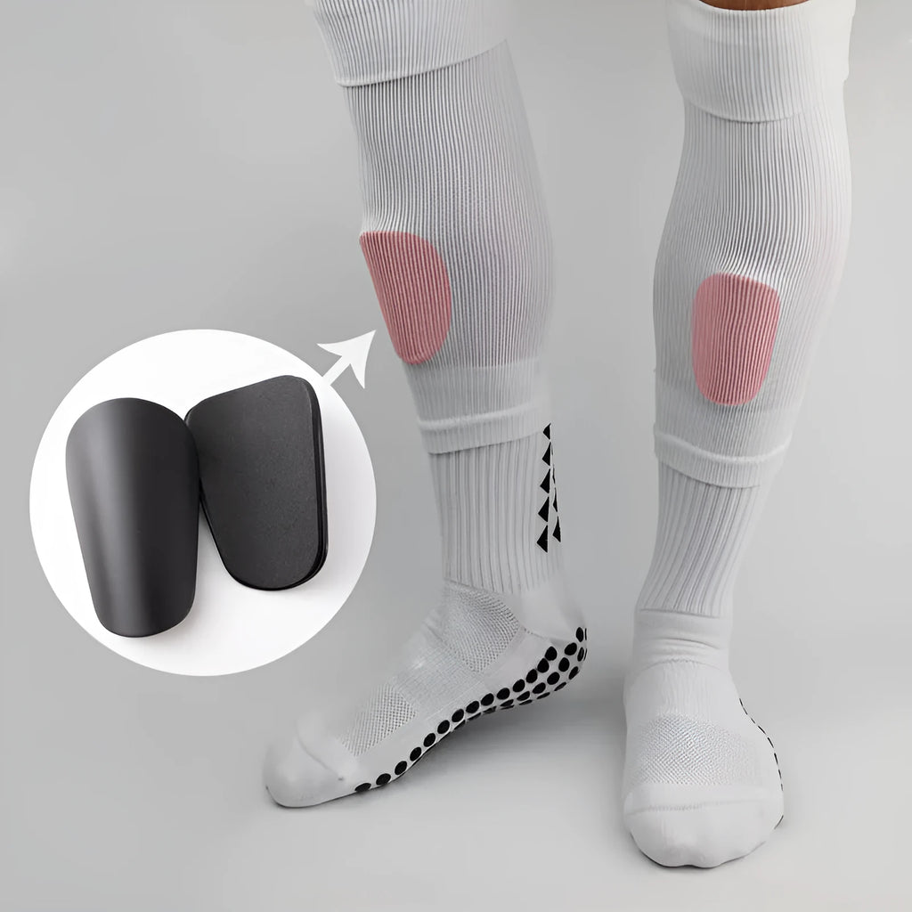 PU mini shin guards for sports in black, white, red and blue colours