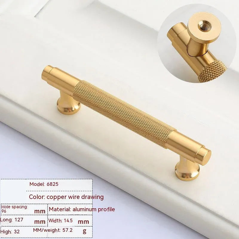Brushed brass aluminium alloy wardrobe handle with modern European profile