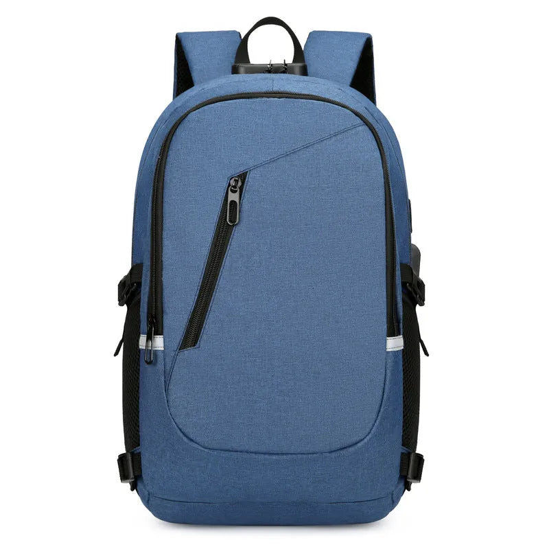 Oxford cloth computer backpack in blue with 20-35L capacity and 50x31x19cm dimensions
