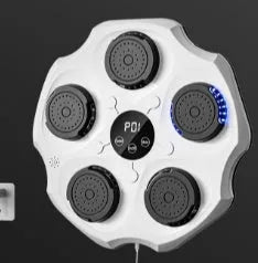 Black Bluetooth music boxing wall target mounted on wall with gloves for rhythm recognition training
