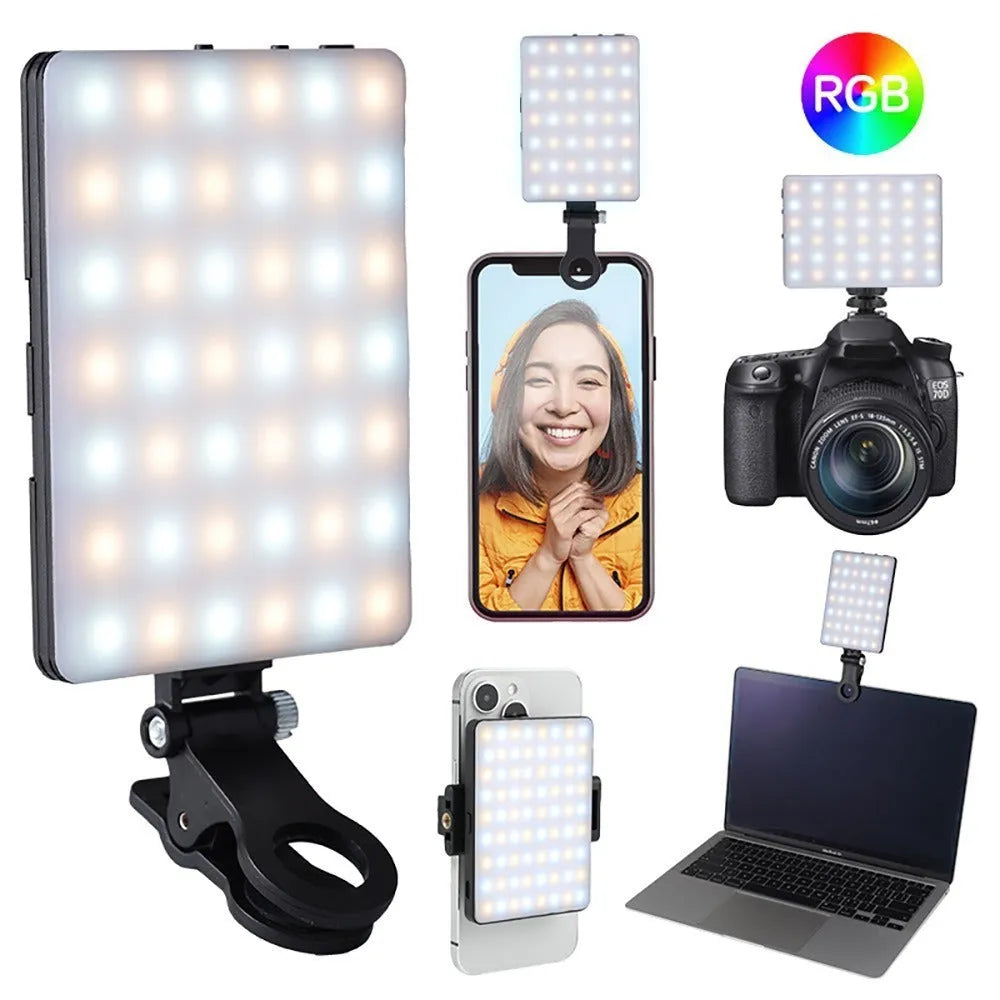Portable LED fill light with clip mount for mobile content creation