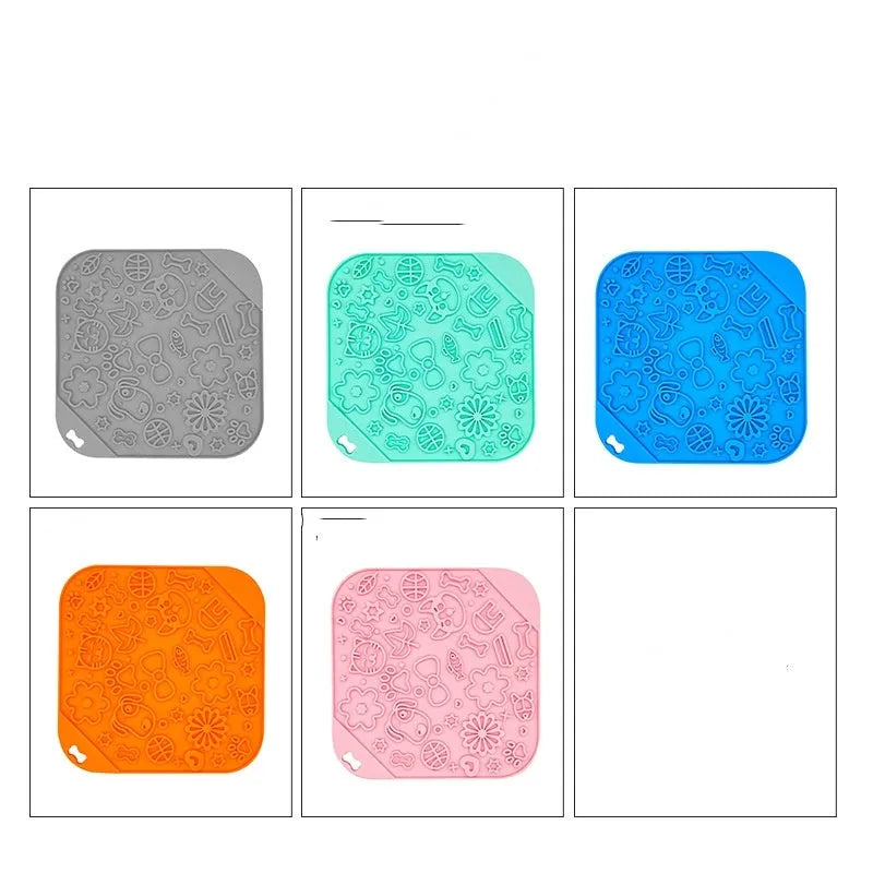 Mint silicone food grade dog bowl pet plate with round cushioning pad for slow feeding