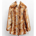 Women's tiger pattern faux fur leather jacket in medium length with slim fit street fashion style