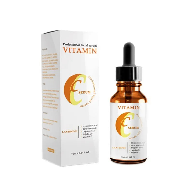 10ml facial serum bottle with vitamin C and hyaluronic acid for brightening and anti-ageing skincare