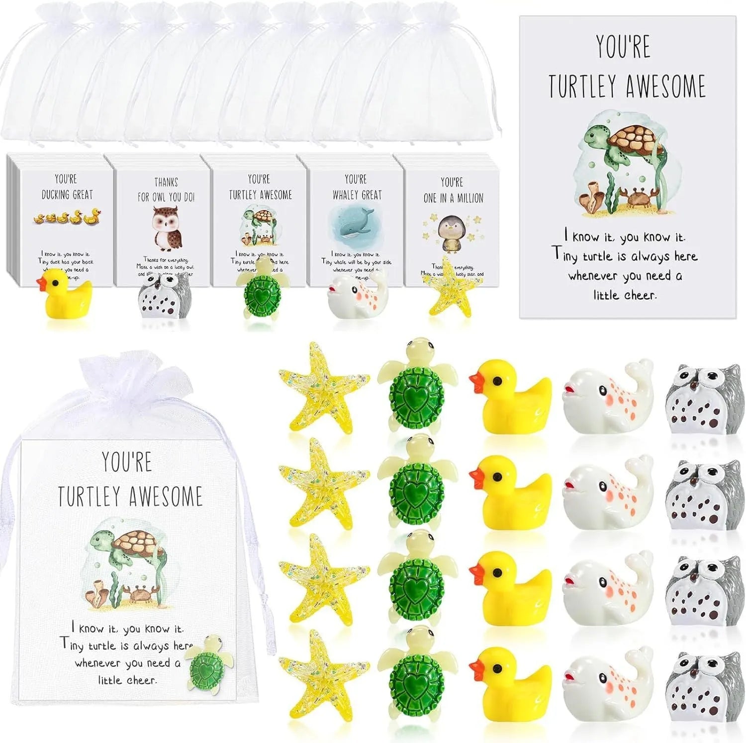 Set of pun-inspired inspirational memo cards made from durable resin material.
