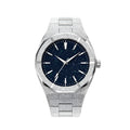 Stainless steel men's waterproof watch with 42mm dial and mineral glass