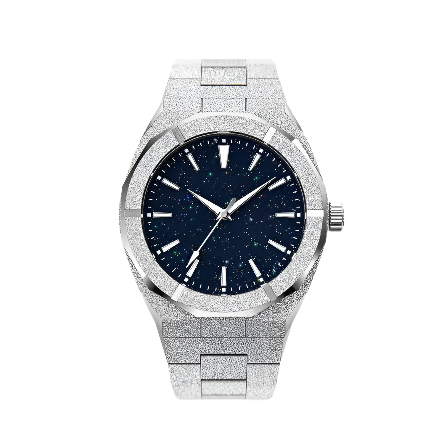 Stainless steel men's waterproof watch with 42mm dial and mineral glass