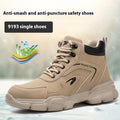 Brown leather anti-smashing labour protection shoes with rubber sole for workplace safety