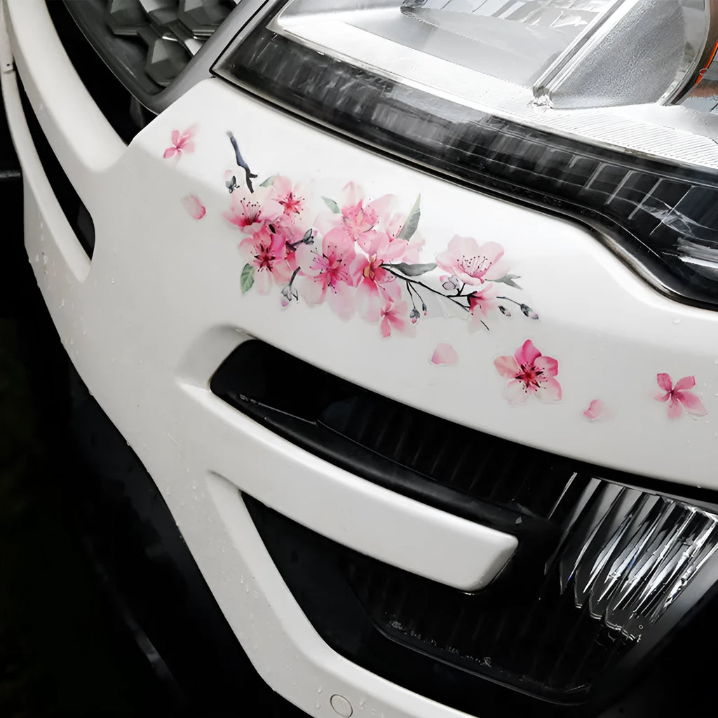 Personalized creative cherry blossom flower car sticker decal in PVC material available in two sizes