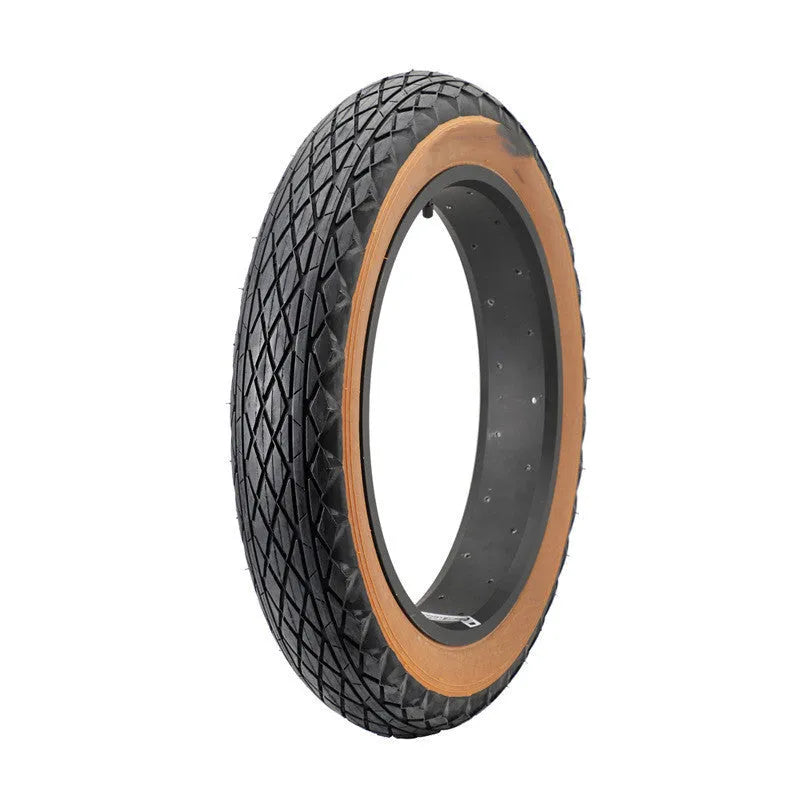 Brown rubber tyre for snowmobile and electric beach car showing 20×4.0 inch measurements