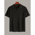 Men's short-sleeve knitted sweater with breathable waffle texture in Khaki colour, casual pullover design