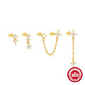 A pair of geometric clover petal earrings made of S925 sterling silver with a gold electroplated finish.