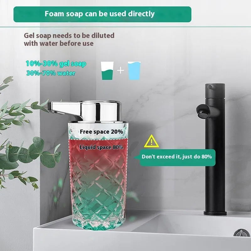 Automatic sensor soap dispenser with silver PET shell and Type-C charging port