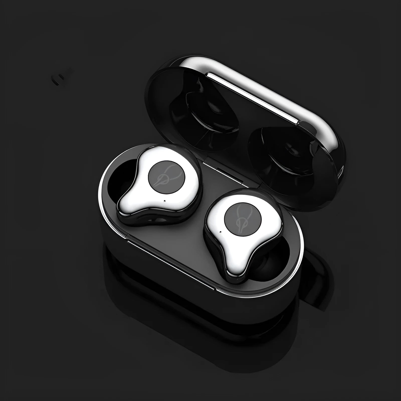 Wireless TWS Bluetooth earbuds in a charging case, shown in multiple colour options.