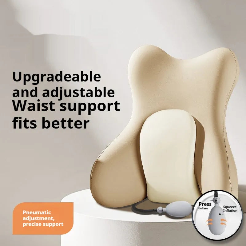 Ergonomic backrest waist pad with memory foam filler in brown colour with removable cover