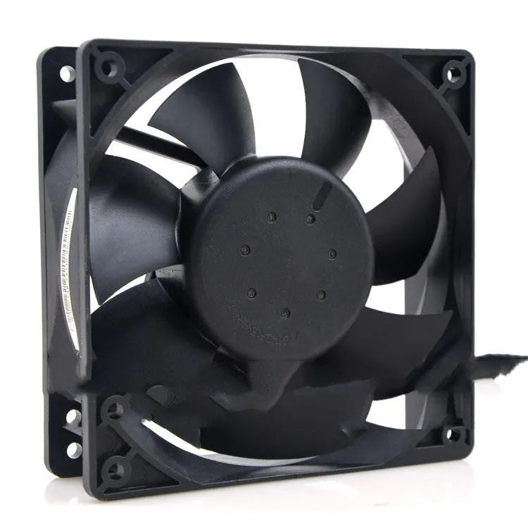 Delta AFC1212DE 12038 12V 1.6A PWM cooling fan with black frame and four-wire cable