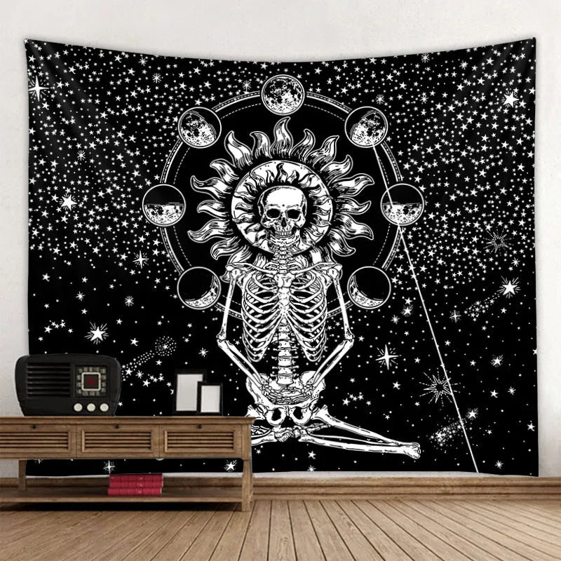 Black and white series polyester fibre tapestry with modern simple design rectangular shape wall hanging