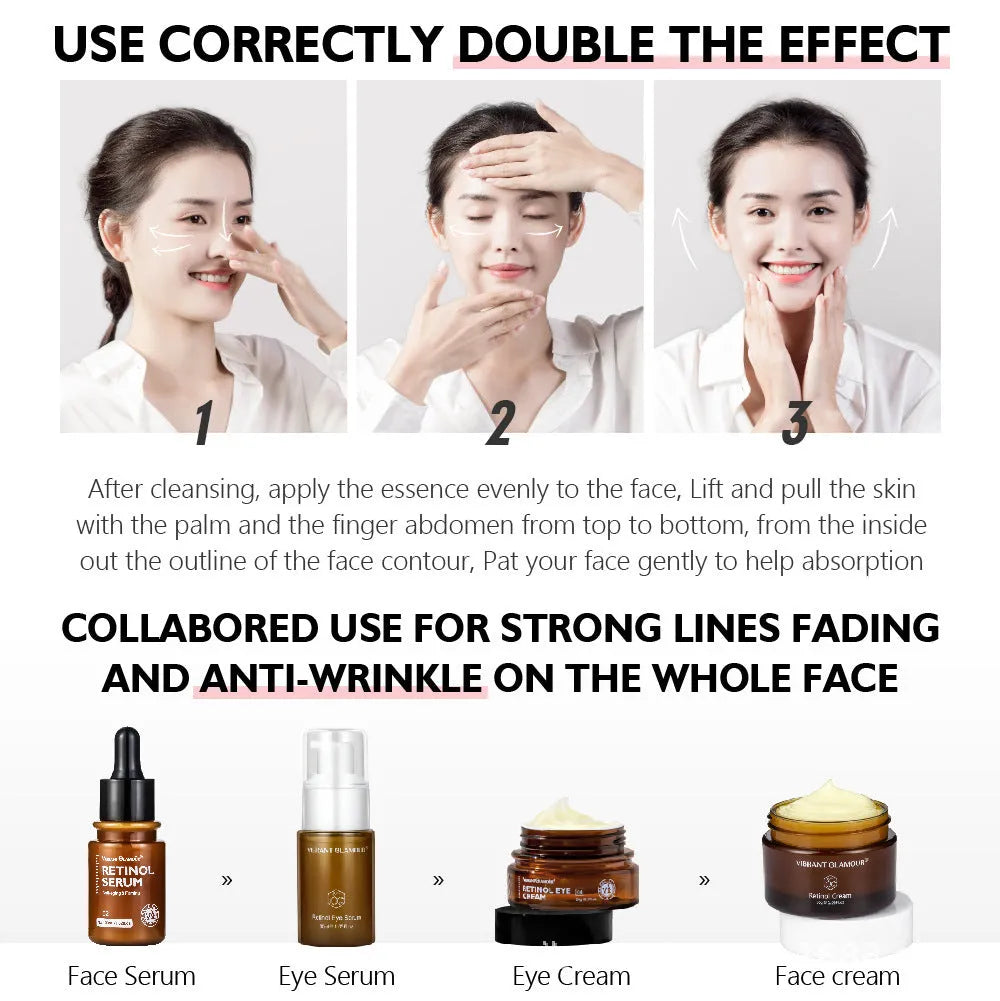 Retinol facial serum bottle 30g/ml for fine lines and dry skin treatment