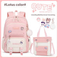 Girls waterproof Oxford cloth school backpack with curved straps and spine protection in solid colours for grade 5-6 students