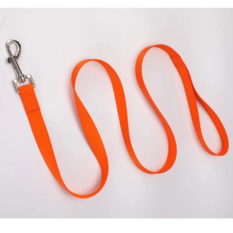 Solid colour polyester dog training rope with hand holding loop in multiple colour options