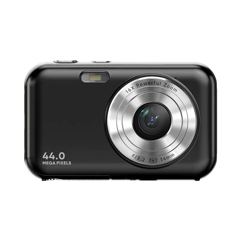 DC406L digital camera for kids in purple colour showing its 2.4-inch screen and compact design.