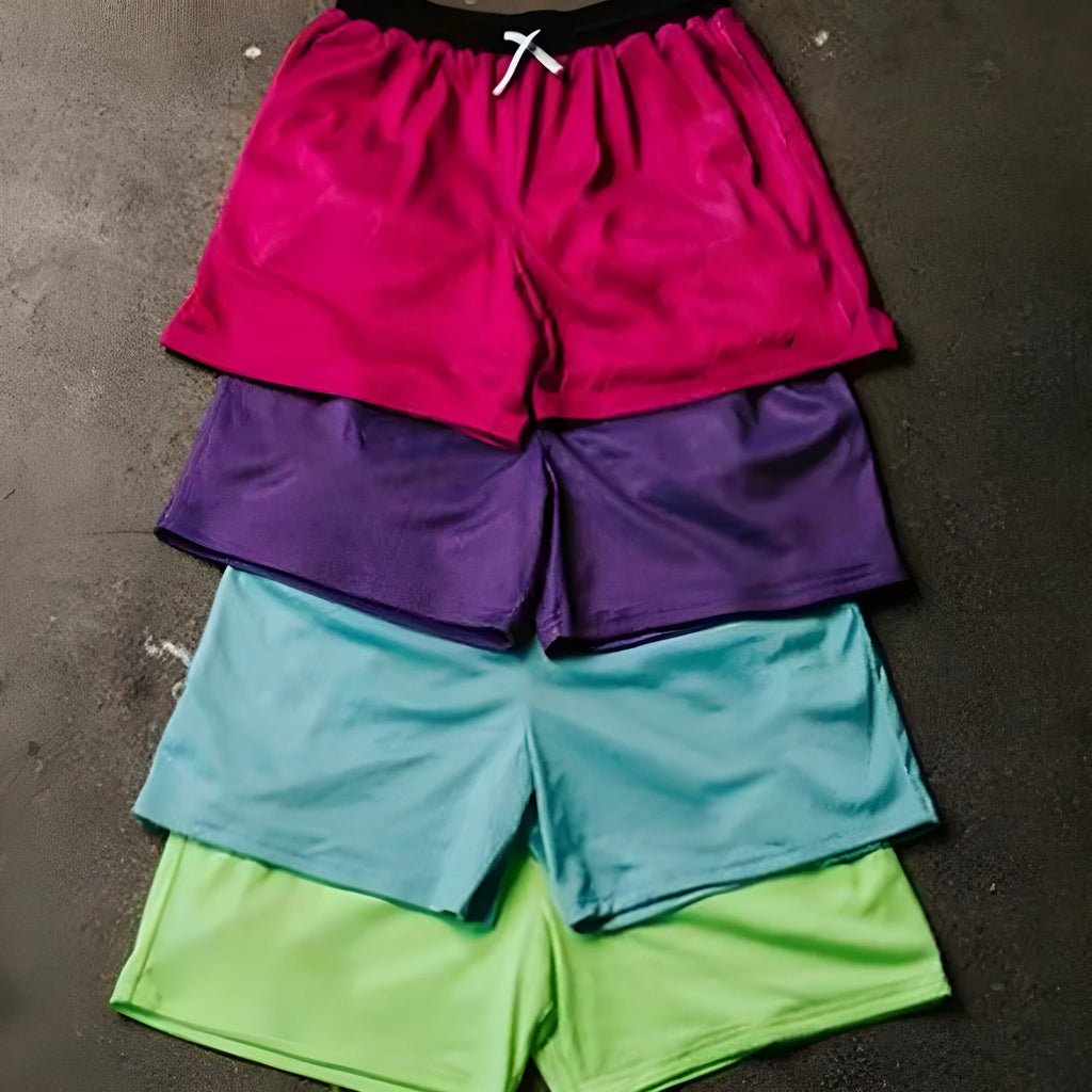 Men's solid-colour mesh quick-drying shorts in chemical fibre fabric for athletic use