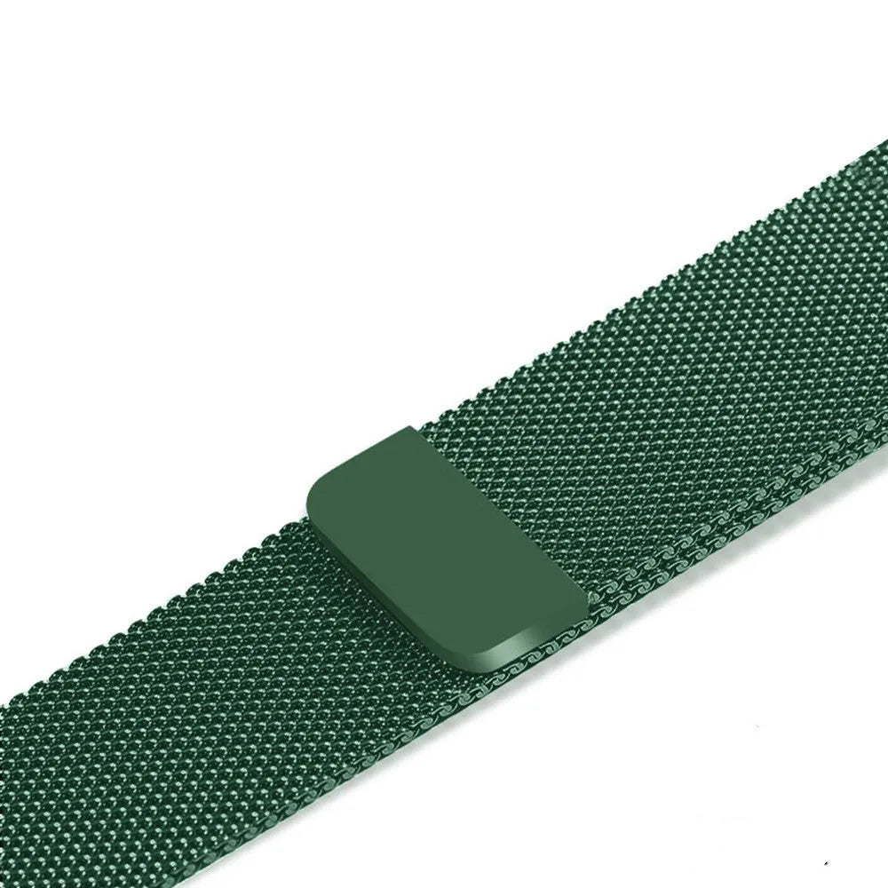 Stainless steel Apple Watch strap with buckle on a 42mm watch case in silver finish