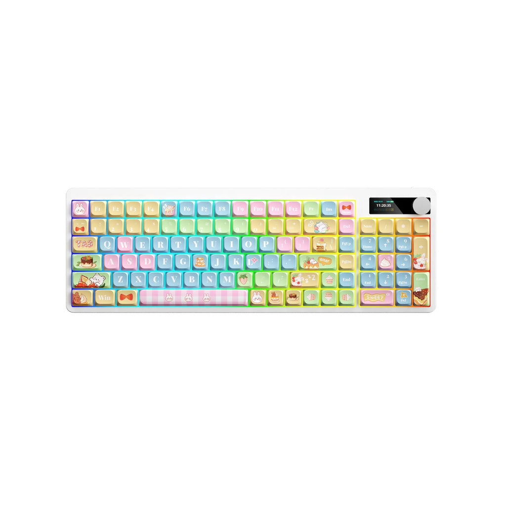 Mechanical keyboard with RGB backlight and sublimation-printed keycaps in compact design