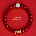 Handmade cinnabar snake zodiac bracelet with Chinese style beads in 6mm or 8mm sizes